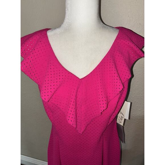 Eliza J Nordstrom Fuchsia Dress 10 Fit Flare New Perforated Lined - Picture 5 of 14